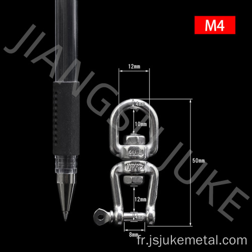 Pivotant en acier inoxydable avec œil et mâchoire (M4-M12)